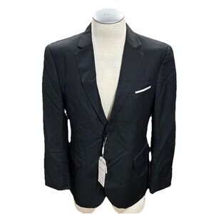 Wehilion mens blazer Suit Jacket Large 42/36 Black  2 Button